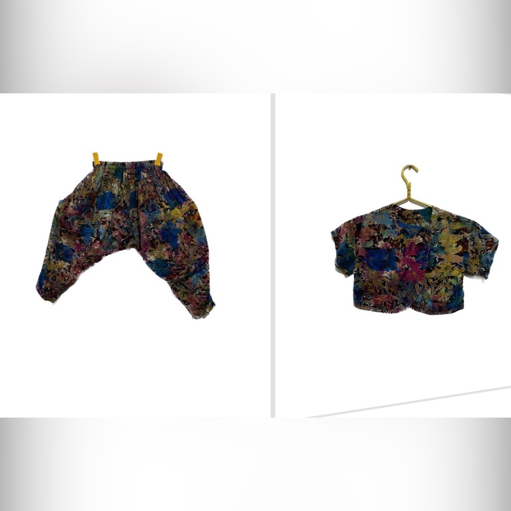 Vintage Multi-Color Harem Pants and Vest For Kids